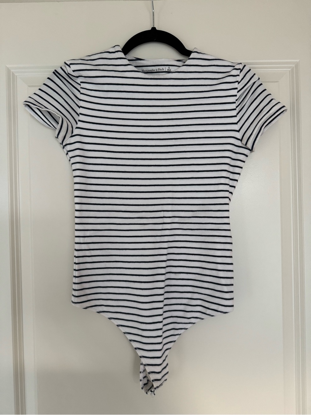 Abercrombie & Fitch White and Navy Striped Bodysuit